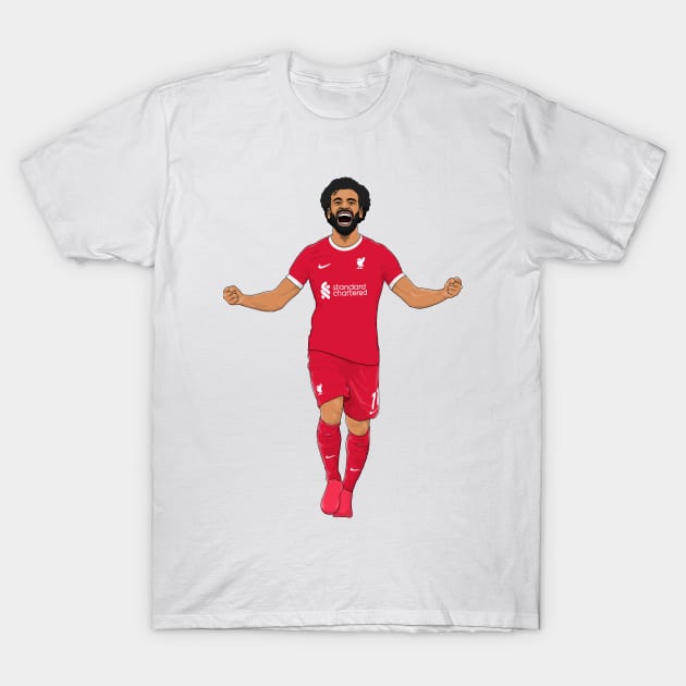 Mo Salah Liverpool Football Playrt T-Shirt by Footie Prints